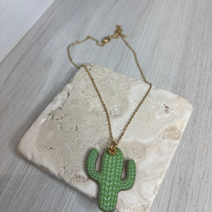 Cactus Necklace | Madera & Stainless Steel