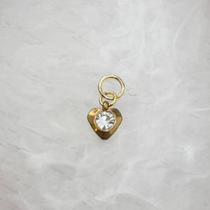 Diamond Heart Charm / Stainless Steel