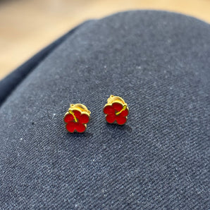 Red Amapola Earrings / Stainless Steel